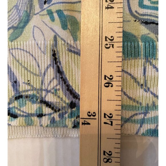 Emma James Blue and White Floral Scoop Neck Knit Tank with Beading Size 3X - Picture 5 of 9